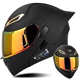 ESRADA Full Face Bluetooth Modular Motorcycle Helmet, DOT Approved for Men Women Adults, Dual Visors Flip up, Integrated Bluetooth, Carbon Fiber Shell