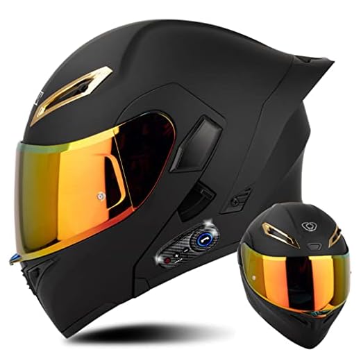 ESRADA Full Face Bluetooth Modular Motorcycle Helmet, DOT Approved for Men Women Adults, Dual Visors Flip up, Integrated Bluetooth, Carbon Fiber Shell