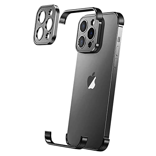 Losin Compatible with iPhone 15 Pro Max Case with Camera Lens Protector, Aluminum Metal Frameless, Borderless Design, Slim Thin & Lightweight, Shockproof Bumper Cover, for Women Men (Black Titanium) by Losin - Used condition - US$12.59
