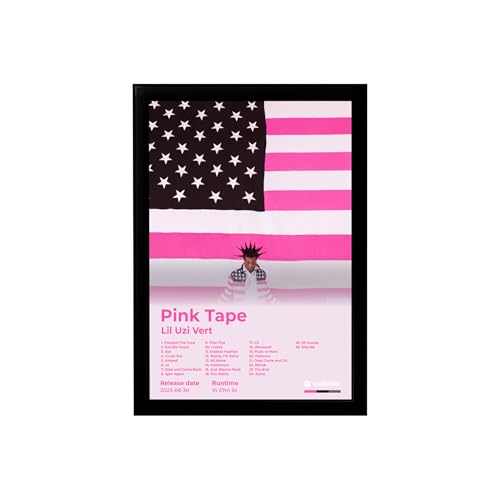 Image of BLINKART lil uzi vert - Pink Tape Wall Photo Frames | Wall Art for Bedroom, Living Room, Studio or Office | Album Cover Print with Spotify Song Link QR Code | Gift for Fans - 8x12 In