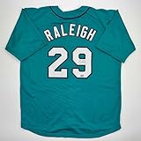 Facsimile Autographed Cal Raleigh Seattle Teal Reprint Laser Auto Baseball Jersey Size Men's XL