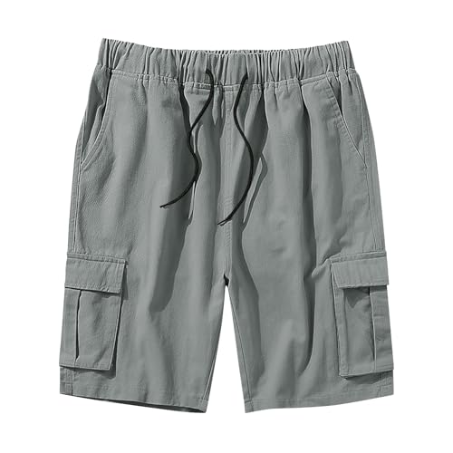 Image of Mens Cargo Shorts Lightweight Stretch Outdoor Hiking Short Gym Casual Shorts Drawstring Elastic Waist Multi Pockets