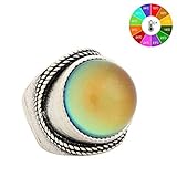 Mojo Mood Rings Antique Sterling Silver Plated Big Round Stone Ring Color Change MJ-RS045 (7)