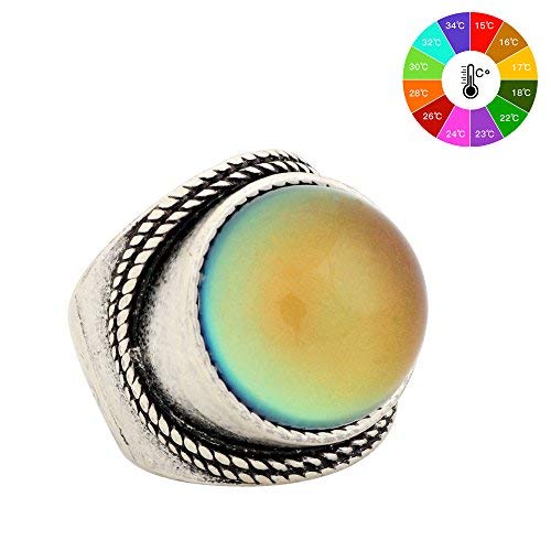 Mojo Mood Rings Antique Sterling Silver Plated Big Round Stone Ring Color Change MJ-RS045 (7)