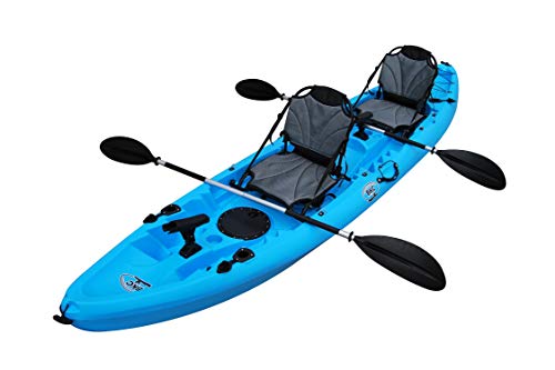 Bkc Tk219 12.5-Foot Tandem 2 Or 3 Person Sit On Top Fishing Kayak W/Upright Aluminum Frame Seats And Paddles (Blue) #TOP11