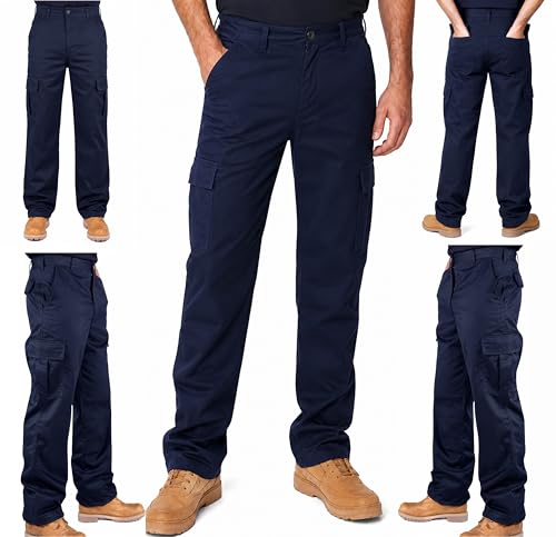 Image of Roadmaster Men's Work Trousers - Durable Cargo Pants for Men | Combat Builders Trousers with Multi Pockets - Heavy Duty Mens Workwear, Black, 38 - Regular