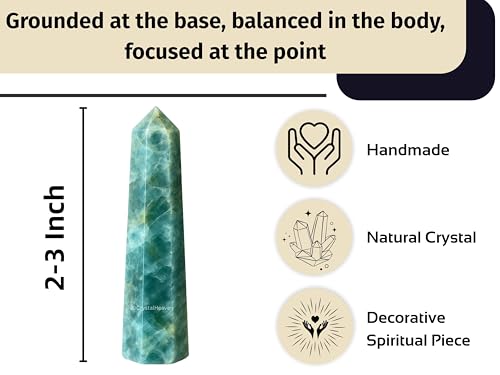 Image of Crystal Heaven Certified Aquamarine Crystal Tower Obelisk Point For Chakra, Healing & Balancing-Aaa Grade Original Certified Gemstone Agate For Reiki Meditation Yoga Spiritual (2-3 Inches)