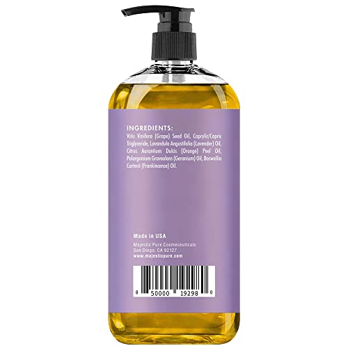 Majestic Pure Lavender Massage Oil For Men And Women - Great For Calming, Soothing And To Relax - Blend Of Natural Oils For Therapeutic Massaging And Aromatherapy - 8 Fl Oz. #TOP2
