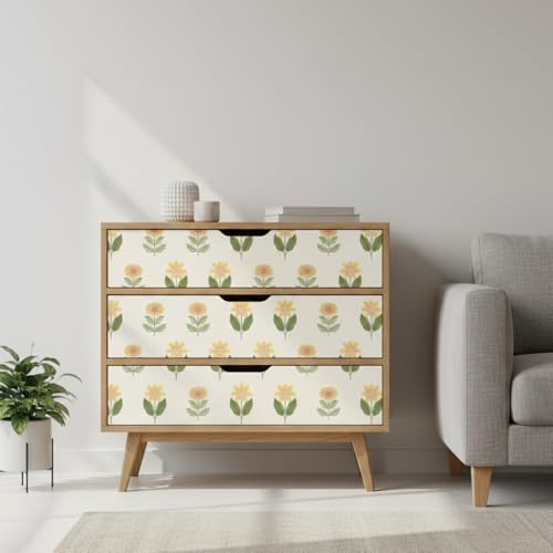 Image of Floral Wallpaper Peel and Stick - Flower Design Self Adhesive Wall Paper for Living Room, Bedroom, Kitchen, Removable Waterproof Wall Decor (MG25, 16X128 Inch)