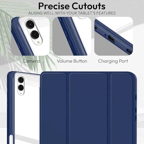 Image of Robustrion Cover Case for Samsung Galaxy Tab S11 Ultra 14.6 inch Cover with [S-Pen Holder], Hybrid Flip Cover Case for Samsung S11 Ultra Tablet 14.6 inch with Transparent Back [Auto Sleep Wake] - Navy