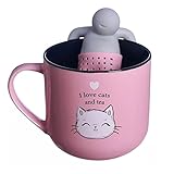 Caneca com infusor - Eu Amo Gatos