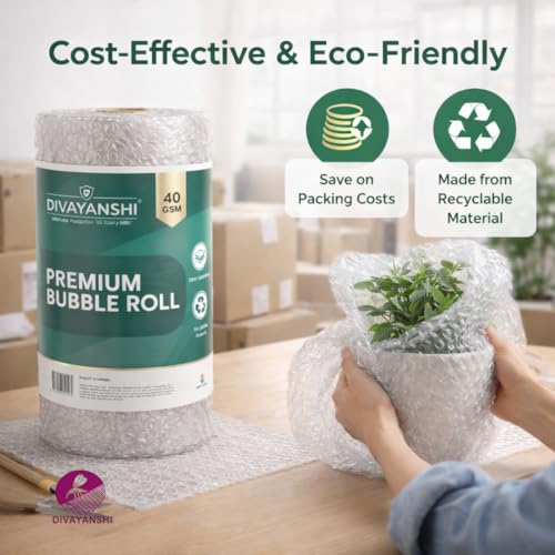 Image of Divayanshi Bubble Wrap for Packing & Moving | Strong Air Bubble Roll for Courier, E-Commerce & Household Shipping | Shock-Resistant Packaging (1m*5m)