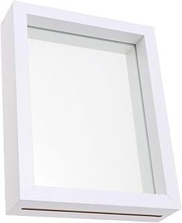Healvian Box Specimen Photo Frame White Wooden Glass Flower Shadow A4
