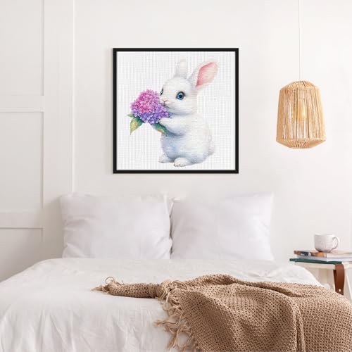 Miniatura 3 de Kits De Punto De Cruz De Conejo, Serie De Animales Lindos, Kit De Bordado Para Principiantes Con Tela De 11 Quilates E Hilos Vibrantes, Regalo Consciente Para Decoración Del Hogar Y La Oficina, 9.45 X