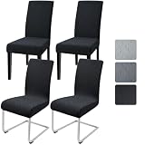 Alishomtll Stuhlhussen 4er Set Jacquard Stuhlbezug Stuhlhussen Schwingstühle Elastische Hussen für Stühle Abnehmbarer Esszimmer Stuhlbezüge Freischwinger für Küche Restaurant Hotel Bankett (Schwarz)