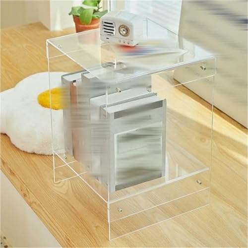 2-Tier Acrylic Side Table Modern Transparent Accent Tables Nightstand End Table for Living Room Small Space Lightweight(Orange) - Image 6