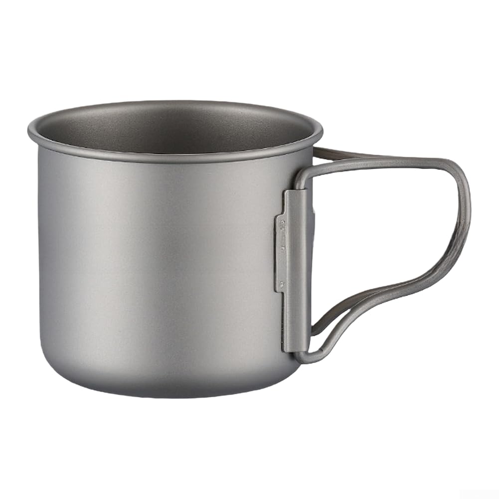 Reusable Titanium Cup for Camping For Hiking and Travel Featuring Foldable Handle Compact Shape and Rust Resistant Titanium Construction (200ml)