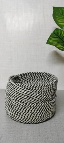 Image of JK enterprises Rope Storage Natural Handwoven Jute Shelf Basket For Your Home & Kitchen (Small,Medium,Large) - Pack of 3 (MIX black Beige)