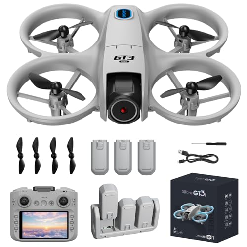 FPV Drone with HD Camera Sceen Remote Controller, Optical Flow Positioning & Intelligent Obstacle Avoidance Mini RC Quadcopter Beginner-Friendly Indoor Outdoor Aerial Photography GT3 Drone for Adults