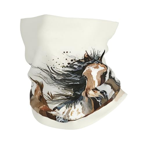 Runing horses western art watercolor Cuello Balaclava Bandana para mujeres y hombres para motocicleta ciclismo esquí fiesta miniatura 1