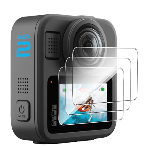 【3枚セット】For GoPro Max 2 ガラスフィルム GoPro Max 2 対応 フィルム Greerass 硬度9H 超高透過率 傷つけ防止 疎水疎油 指紋・汚れ防止 全面保護 耐衝撃 飛散防止 高感度タッチ 気泡ゼロ 自動吸着 貼り付け簡単