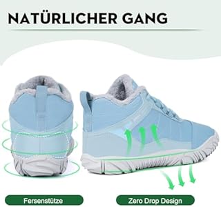 RUYI Blotevoetenschoenen voor de winter, warm gevoerde winterschoenen voor dames en heren, blotevoetenschoenen, waterafstotend, trailschoenen met antislipzool en brede teenbox, 43 EU