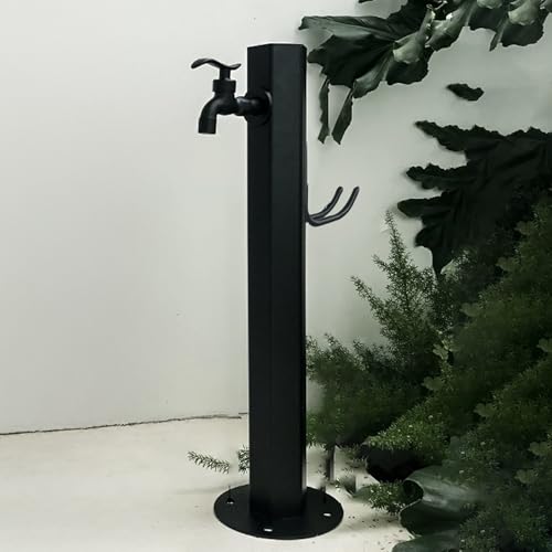 Générique Colonne a Eau de Jardin Robinet Exterieur Fontaine de Jardin Distributeur d'eau sur Pied Vertical avec Robinet à Double Sortie (Noir B)