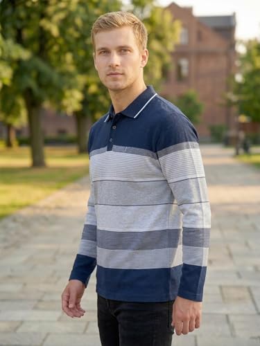 Image of Full Sleeve Polo T Shirt for Men Cotton with Pocket and Collar - Regular Fit Tshirt