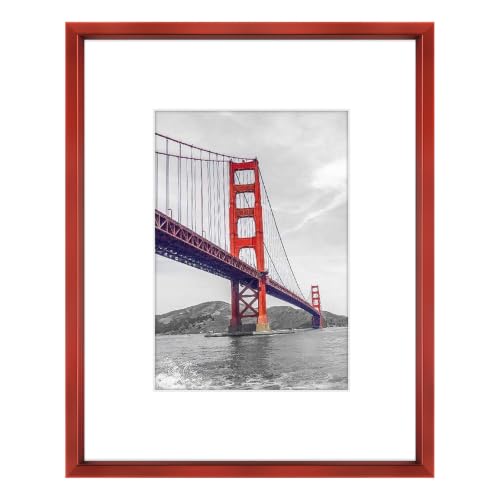 Frametory 8x10 Red Aluminum Metal Picture Frame Mat for 5x7 Glass