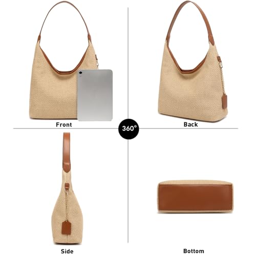 Straw Shoulder Bag for Women Summer Soft Woven Shoulder Purse Handbags,Beach Tote Straw Bag for Vacation4