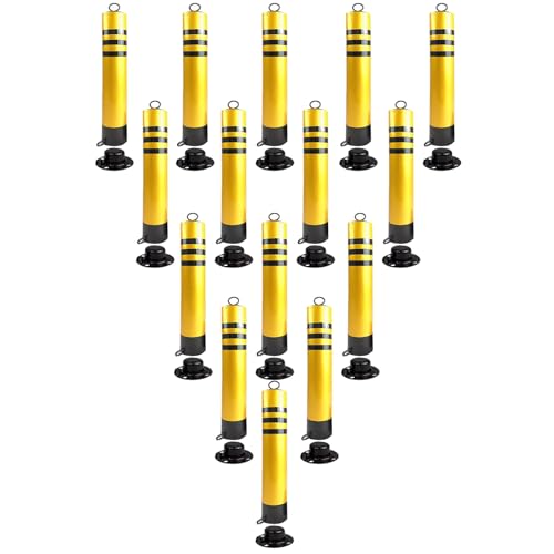 Aioneer Safety Bollards Parking Bollards Steel Traffic Barrier,Safety Cones,Commercial Parking Bollard Lockable,Driveway Sidewalk Traffic Delineator Post Reflective Nightly,-15 Pack-80cm/31.5in Tall
