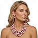 BA UNIQUE FASHION Simulated Pearl Necklace and Earring Set for Women, Multi Strand Beaded Necklace with Drop Earrings, Adjustable Stainless Steel Chain, Statement Jewelry Set (Pink Mix)