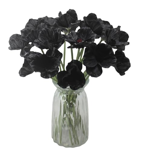 ALIERSA 10 Pcs Mini Artificial Poppies Flowers,Black