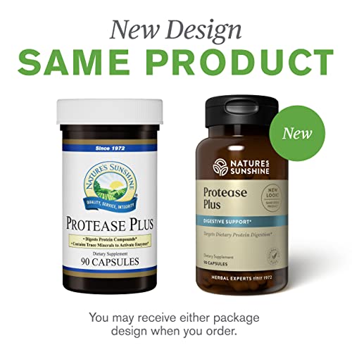 Nature's Sunshine Protease Plus, 90 Capsules | Powerful Digestive Enzyme Supplements With 60,000 Hut Protease To Break Down Proteins And Amino Acids #TOP6