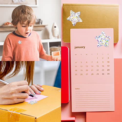 500 Pcs Holographic Glitter Star Stickers, Self Adhesive Metallic Silvery Foil Stickers Reflective Sparkly Star Stickers Reward Behavior Chart Labels For Kids Students Teachers (Each Measures 1”) #TOP3