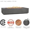 Real Flame Aegean 70in Rectangle Propane or Natural Gas Fire Pit Table, 65,000 BTU, Powder-Coated Steel, Push-Button Ignition, Lava Rock, Storage Cover, Stainless Steel Burner - Weathered Slate