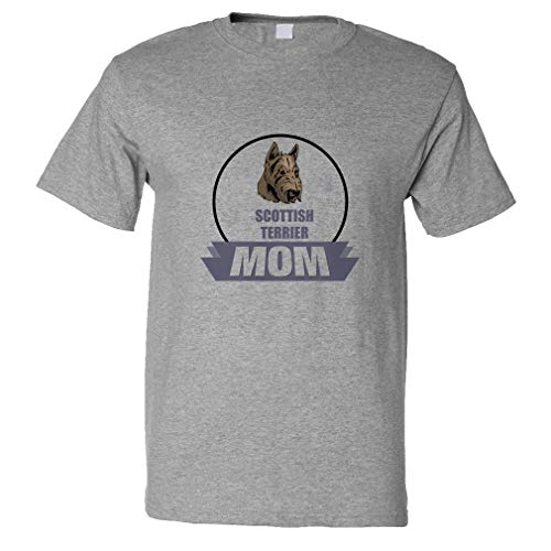 Custom Funny Graphic T Shirts for Men Mom Scottish Terrier Dog Cotton Top Oxford Grey Design Only Medium