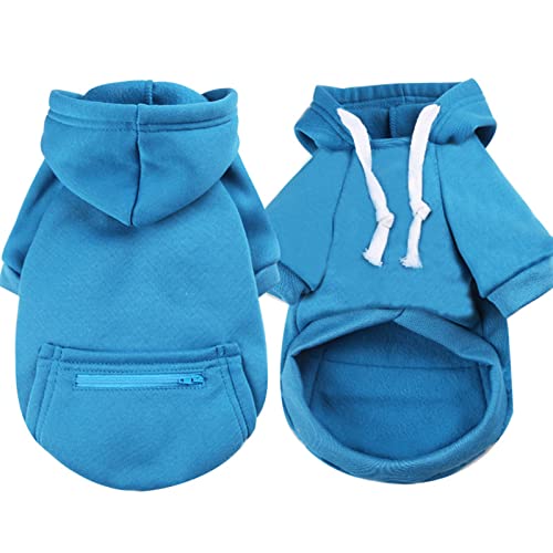 Petcare Small Dog Hoodie Cat Sweater Blue Warm Soft Fleece Sweatshirts With Pocket Fall Winter Puppy Sweaters Cat Clothes For Cats Only Chihuahua Yorkies French Bulldog Outfits Pet Hooded Costume #TOP4