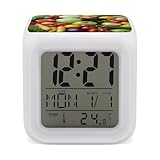BWQMNT Reloj despertador digital colorido con pantalla LED, frutas y verduras frescas, para dormitorio, mesita de noche, oficina