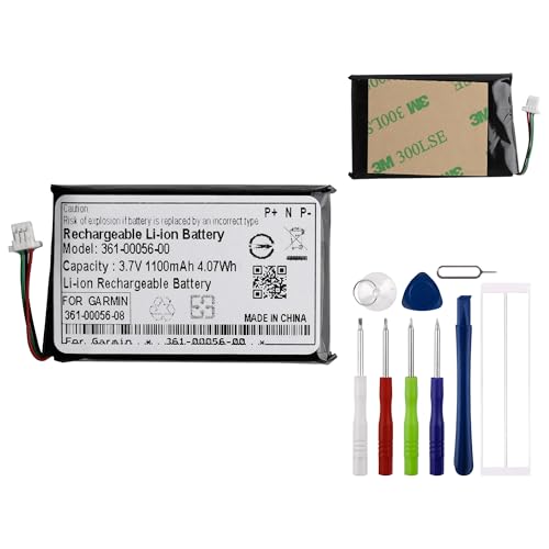 E yiiviil 361 00056 00   Batería de repuesto (1100 mAh/3,7 V, compatible con Garmin DriveSmart 5, 50 LMT D, 51 LMT D EU, 55, 61 LMT S, 65 GPS Navigation Navi con herramientas)
