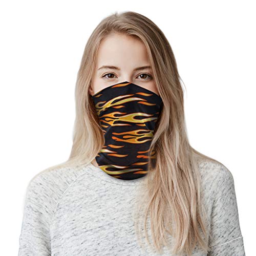 Adult Neck Gaiter Face Scarf/Neck Cover/Face Cover For Sun Dust Cycling Hiking Sports,Black Flame,0