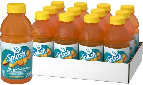 V8 Splash Mango Peach Flavored Juice Beverage, 16 fl oz Bottle (12 Pack)