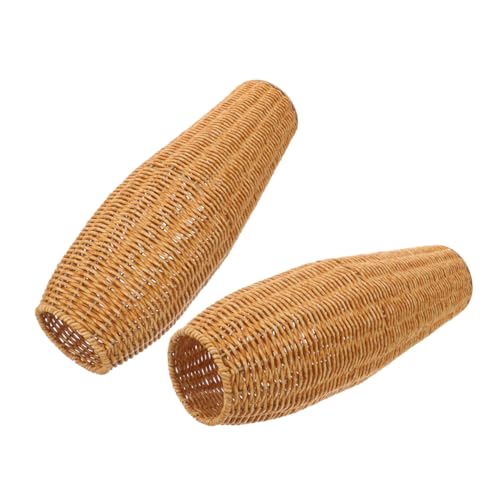 2 Piezas Florero Adornos Florero Moderno Jarrón Alto En El Suelo Jarrones De Piso Florero Tejido a Mano Floreros Florero para Flores Florero Alto para Piso Brown El Plastico Alipis