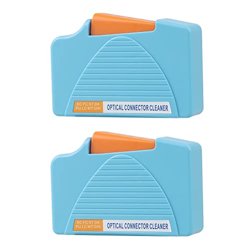 MSDADA 2 Pcs Fiber Optic Connector Cleaner Box, LC/SC Fiber Cleaner Optic Cleaning Cassette with 500+ Uses Times, Anti Static End Face Fiber Optic Cleaning Box for LC, SC, FC, ST, MU(Blue)