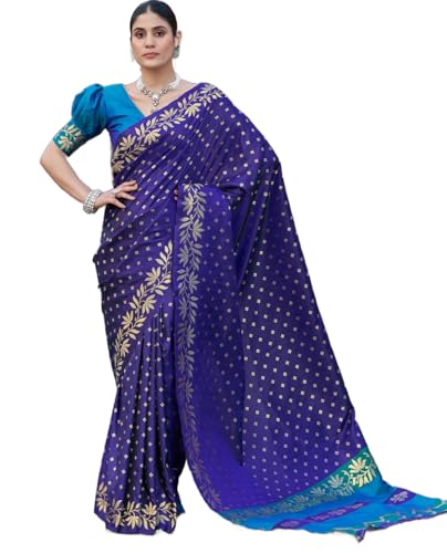 Image of SWORNOF Women's Silk Kanjivaram Kanchipuram Saree With Blouse Piece