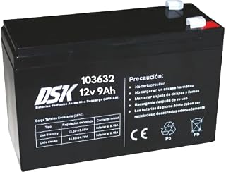 DSK 103632 - Batería de Plomo Recargable de Alta Descarga AGM Sellada de 12V y 9Ah. Ideal para UPS-SAI, Sistemas de Seguridad y comunicación, Luces de Emergencia…