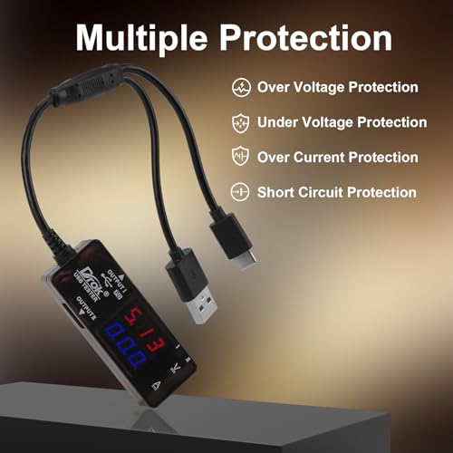 DROK USB Tester, USB-A USB-C 2.0 Multimeter Dual USB Ports PD QC 3.0 with Color LED Display Battery Charger Monitor, 7 Modes Capacity Voltage Current Power for Laptop Power Bank Solar Panel by DROK - Image 5