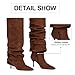 COMFITORIA Womens Knee High Boots, Fold Over Shark Boots Stiletto Heels Slouchy Long Boot Pointed Toe Thigh High Dress Shoes Sexy Fashion Tall Boot for Women with Zipper, Brownsuede, 7