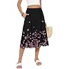 MLXSJ Women’s Midi Skirt Summer Flowy Casual Skirts with Pockets S-3XL