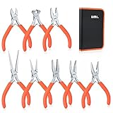Amazon Brand - Umi Mini Zangen Set 8tlg mit Aufbewahrungstasche, mit Spitzzange, Seitenschneider usw. Feinmechaniker Werkzeug Set, Zangensatz, Bastelzangen für Modelbau, Schmuck Zangen, kleine Zangen